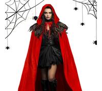 Genérico Hooded Cloak, Cosplay disfraz de vestido, Lightweight Breathable Fabric, 82,68 pulgadas Size, Black, Oversized Hooded Design for Medieval Parties, Halloween Events, Stage Plays, Nights, rojo