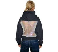 Genérico Hoodie Damen Oversize Hollow Transparent Rückenfrei Kapuzenpullover Mesh Back Sweatjacke Hip Hop Y2K Streetwear,Women Sexy See Through Long Sleeve Sweatshirt,Crystal Mesh Pullover