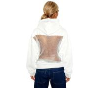 Genérico Hoodie Hollow Mesh Back Women's Open Back Sweatshirt with Loose Fit, Cropped Causal Hollow out Hooded Top with Pocket