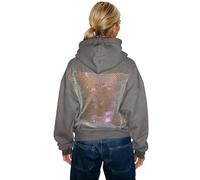 Genérico Hoodie Hollow Mesh Back Women's Open Back Sweatshirt with Loose Fit, Cropped Causal Hollow out Hooded Top with Pocket