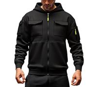 Genérico Hoodie para Hombre - Sudadera clásica de Moda con Capucha y Bolsillo Frontal Estilo cárdigan Ligero para Uso Informal (Black M)