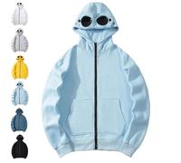 Genérico Hoodie with Eye Mask Built in, Airplane Mode Travel Hoodie with Hidden Pockets, 2-in-1 Sleep Hooded Pullover Women Men (Light Blue,XL)