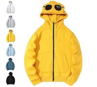 Genérico Hoodie with Eye Mask Built in, Airplane Mode Travel Hoodie with Hidden Pockets, 2-in-1 Sleep Hooded Pullover Women Men (Yellow,XL)
