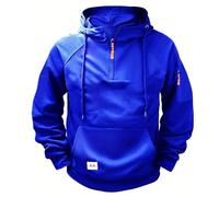 Genérico Hoodies for Men Oversized Quarter Vintage Workout Running Active Pullover Military Tactical Hooded Sweatshirts (Blue,XL)