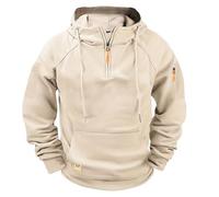 Genérico Hoodies for Men Oversized Quarter Vintage Workout Running Active Pullover Military Tactical Hooded Sweatshirts (Khaki,13XL)