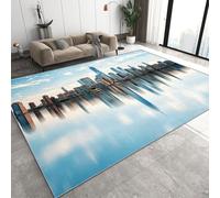 Genérico Horizonte De Manhattan Alfombras Salon Grande Retro Arquitectura Alfombras de habitacion Moderna Pelo Corto para Salón Alfombra de Juegos Dormitorio Felpudo Entrada Casa 120x180 cm D-424