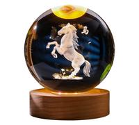 Genérico Horse Crystal Ball - Glass, Wood, Tabletop Decoration Lighting Crystal Ball | Horse Figurine Theme Table Decolamp for Kid, Rooms, Bedrooms, Living and Husbands
