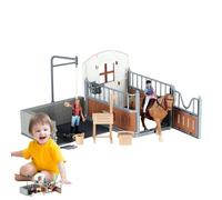 Genérico Horse Estable Model, Farm Animal Fence Figurines Boys Girls, 33x19,5x7,7 pulgadas Horses Figures Collection, Realistic Fun Pretend Plaything for Easter, Birthday, Children's Day