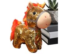 Genérico Horse Plush - PP Cotton 15cm Animal | Stuffed Horse | Lentejuelas Collectible Cuddly Dolls | for Chinese New Year Boys Girls Women Men Bedroom Nursery Travel Car