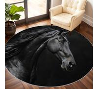 Genérico Horse Round Rugs for Living Room - Animal Area Rug 180cm, Farmhouse, Non-Slip Low Pile, Horse Home Decor & Gifts