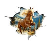 Genérico Horse Wall Decals, Removable Self-Adhesive Wallpaper, 23.62x15.74in Sturdy Cartoon Hole Animal Stickers, Kids Room Decor, Bedroom Ornament with Fun, Nursery Bathroom Accessory for Home House
