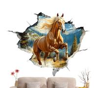 Genérico Horse Wall Stickers - 3D Cartoon Hole Design Animal Decals For Kids Room, Removable Self-Adhesive Horse Wall Art For Nursery & Bedroom, Creative Animal Picture Decor For Home & House