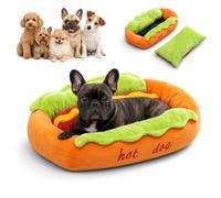 Genérico Hot Dog Dog Bed, Hot Dog Bun Bed for Dogs and Cats (L)