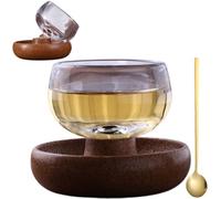 Genérico Household Heat Resistant Crystal Glass Small Teacup, Creative 360° Rotating Cup Non Tipping, Reusable Clear Tea Cups and Saucers Set for Homes,Office,Bar,Wedding,Party