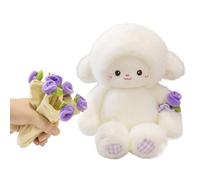 Genérico Hugged Furry Ewe Figurine - 11.81 Inches Beautiful Rabbit Cotton Filling Cushion Room Ornament | Convertible Cap Blossom Design, Snuggling Child Kids Family Friends Children Bedroom Present
