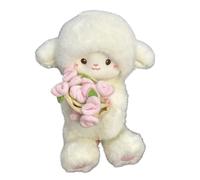 Genérico Hugged Furry Ewe Figurine - 11.81 Inches Beautiful Rabbit Cotton Filling Cushion Room Ornament | Convertible Cap Blossom Design, Snuggling Child Kids Family Friends Children Bedroom Present