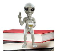 Genérico Humorous Space Creature Ornament - Beer Holding Alien Figurine, Mini Display Sculpture Accent, Handcrafted Resin Style Artistic, Decor Display Piece, Bookshelf Ornament for Entryway Outdoor