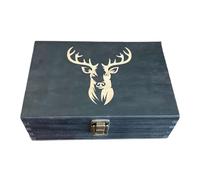 Genérico Hunter Memorial Box | 19x13.6x7.5cm Vintage Display Case With Deer Pattern | 20 Slot Shell Organizer | Keepsake For Father Boyfriend Husband Grandpa Nightstand Shelf Bedroom Living Room