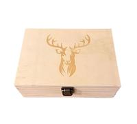 Genérico Hunter Memory Box, Vintage Deer Pattern Display Case with 20 Shell Casing Slots, Decorative Storage Box for Keepsakes, Sturdy Wooden Organizer for Father and Grandpa, 7.48x5.35x2.95 inches