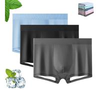 Genérico Ice Boxer Pro - Ultra Comfortable Premium Silk Underwear, Nuvellor Ice Boxer Pro, Seamless Breathable Low Rise Trunks (Blue+Black+Gray)