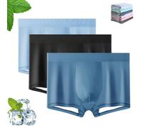 Genérico Ice Boxer Pro - Ultra Comfortable Premium Silk Underwear, Nuvellor Ice Boxer Pro, Seamless Breathable Low Rise Trunks (Blue+Black+Gray Blue)