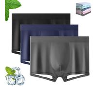 Genérico Ice Boxer Pro - Ultra Comfortable Premium Silk Underwear, Nuvellor Ice Boxer Pro, Seamless Breathable Low Rise Trunks (Black+Dark Blue+Gray)