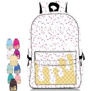 Genérico Ice Cream Backpack Kawaii Shoulder Backpacks, Ice Cream Drip Backpack, with Side Pockets, for Daily Use Travel Hiking Camping (E-PCS)