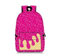 Genérico Ice Cream Backpack Kawaii Shoulder Bagpacks Cute Large Capacity Daypack Lightweight Daily Use Travel Hiking Camping (Hot Pink)