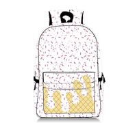 Genérico Ice Cream Backpack Kawaii Shoulder Bagpacks Cute Large Capacity Daypack Lightweight Daily Use Travel Hiking Camping (White)