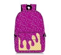 Genérico Ice Cream Backpack Kawaii Shoulder Bagpacks Cute Large Capacity Daypack Lightweight Daily Use Travel Hiking Camping (Purple)