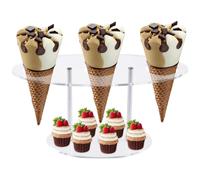 Genérico Ice Cream Cone Holder - 3 Hole Acrylic Stand | Clear Party Display