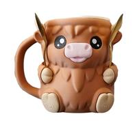 Genérico Ice Cream Container, Dessert Cup, 5.91x4.72x6.69 Inches Pint Holder, Highland Cow Handle Design, Decorative Freezer-Ready Structure, Ideal for Home, Party, Travel, Camping Use