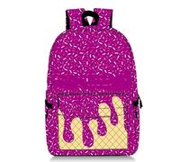 Genérico Ice Cream Drip Backpack, Cute Large Capacity Daypack Lightweight Daily Use Travel Hiking Camping (Purple)