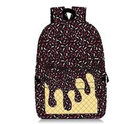 Genérico Ice Cream Drip Backpack, Cute Large Capacity Daypack Lightweight Daily Use Travel Hiking Camping (Black)