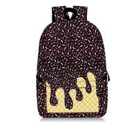 Genérico Ice Cream Drip Backpack, Cute Travel Shoulder Bag with Side Large Capacity for Daily Use Travel Hiking Camping (Bluck)
