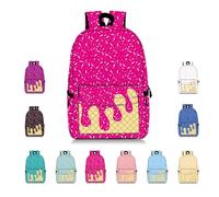 Genérico Ice Cream Drip Backpack for Boys Girls, Kawaii Shoulder Bagpacks, Laptop Shoulder Bag with Side Pockets Large Capacity (Rose red)