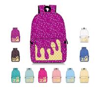 Genérico Ice Cream Drip Backpack for Boys Girls, Kawaii Shoulder Bagpacks, Laptop Shoulder Bag with Side Pockets Large Capacity (Purple)