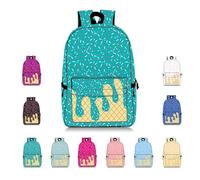 Genérico Ice Cream Drip Backpack for Boys Girls, Kawaii Shoulder Bagpacks, Laptop Shoulder Bag with Side Pockets Large Capacity (Green)