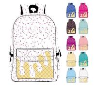 Genérico Ice Cream Drip Backpack, Ice Cream Backpack, Kawaii Shoulder Backpacks, for Daily Use Travel Hiking Camping (White)