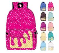 Genérico Ice Cream Drip Backpack, Ice Cream Backpack, Kawaii Shoulder Backpacks, for Daily Use Travel Hiking Camping (Rose red)