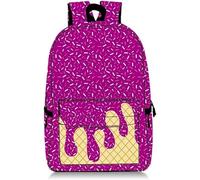 Genérico Ice Cream Drip Backpack, Kawaii Shoulder Bagpacks, Cute Large Capacity Daypack Lightweight Daily Use Travel Hiking Camping (Purple)