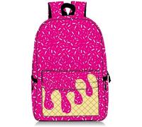 Genérico Ice Cream Drip Backpack, Kawaii Shoulder Bagpacks, Cute Large Capacity Daypack Lightweight Daily Use Travel Hiking Camping (Rose)