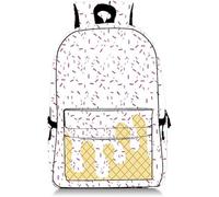 Genérico Ice Cream Drip Backpack, Kawaii Shoulder Bagpacks, Cute Large Capacity Daypack Lightweight Daily Use Travel Hiking Camping (White)