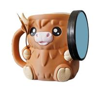 Genérico Ice Cream Pint Holder with Handle, 3D Printed Yogurt Bowl Highland Cow Design, Reusable Freezer Cup for Travel Picnic Camping Party, Fun Storage Container for Kids School Home Use