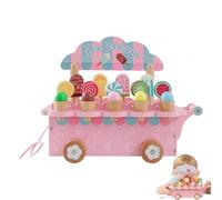 Genérico Ice Cream Shop Playset, Wooden Cart Pretend Imaginative Game, Fun Kitchen and Grocery Set, Kids Role Play Ice Cream Shop Toys for Girls Birthday Picnic Restaurant Supermarket