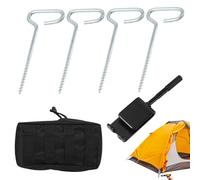 Genérico Ice Fishing Stakes - Universal Outdoor Camping Metal Tent Peg, Ice Fishing Shelter Drill Adapter | Survival Gear Equipment, Perfect For Outdoor Camping Backpacking Adventure Providing Stable