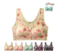 Genérico Ice Silk Front Closure Bra for Senior Women Wireless Cooling Lace Bra (Beige,XXL)