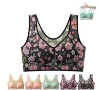 Genérico Ice Silk Front Closure Bra for Senior Women Wireless Cooling Lace Bra (Black,3XL)