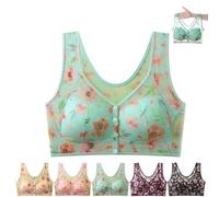 Genérico Ice Silk Front Closure Bra for Senior Women Wireless Cooling Lace Bra (Green,L)