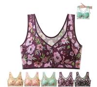 Genérico Ice Silk Front Closure Bra for Senior Women Wireless Cooling Lace Bra (Purple,L)